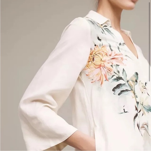 Anthropologie Maeve Women’s Oversized Watercolor Print Tunic Top Blouse Pullover - Picture 3 of 13